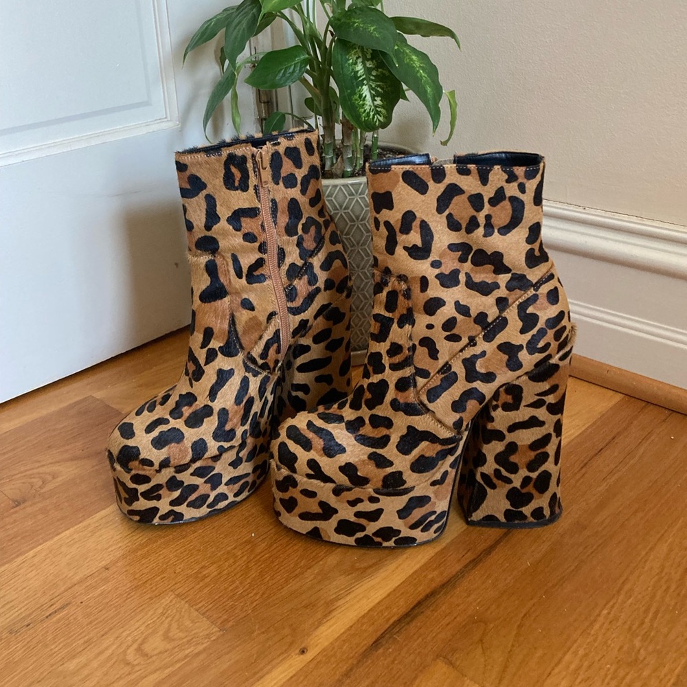Chunky Cheetah Heeled Boots
